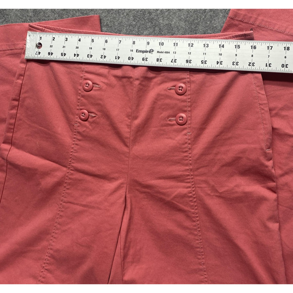 LOFT Pants Womens 8 Coral Sailor Wide Leg High Rise Button Front Chino - Picture 2 of 16